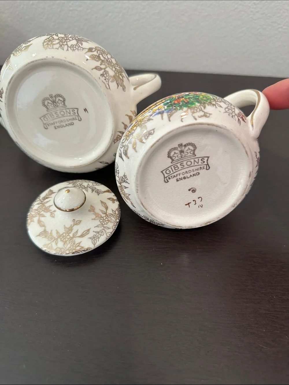 Vintage Rare Gibsons England Floral Victorian Lady Tea Set White Yellow Blue